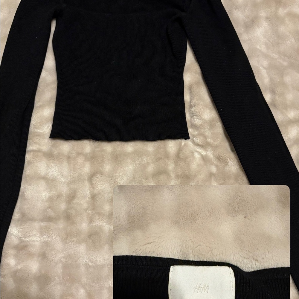 H&M Elegant Black Ribbed Top